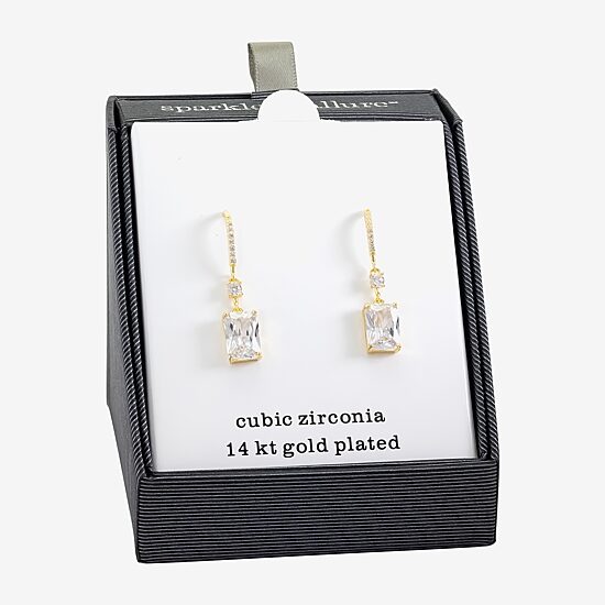 Sparkle Allure Womens Cubic Zirconia 14K Gold Over Brass Drop Earrings