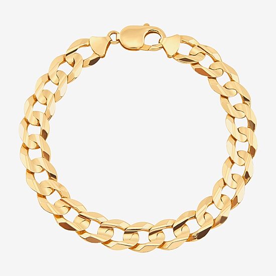 Mens 10K Yellow Gold 9" Curb Bracelet