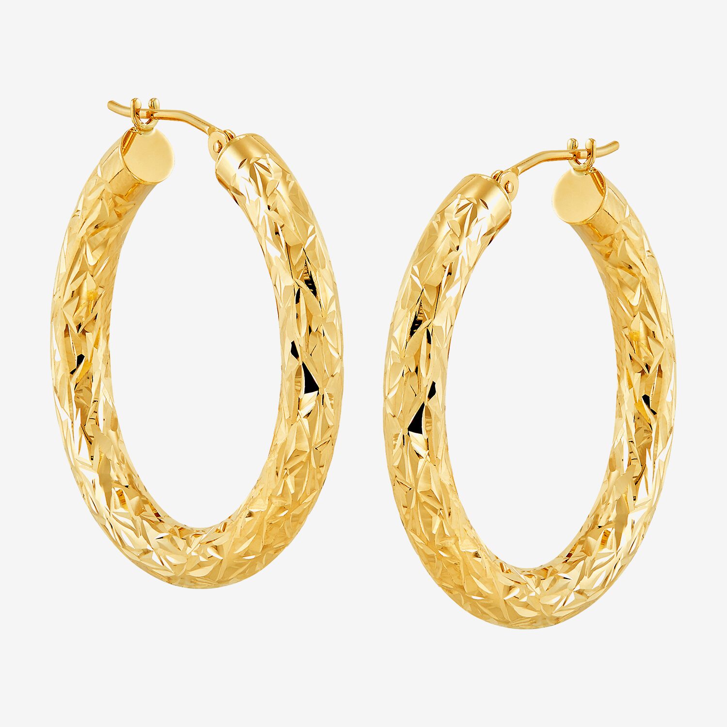 14K Yellow Gold Crystal-Cut Hoop Earrings