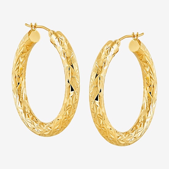 14K Yellow Gold Crystal-Cut Hoop Earrings