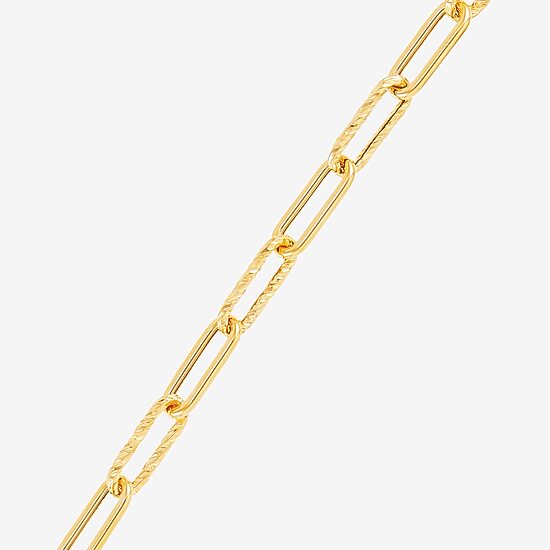 Gold Addiction Womens 14K Gold 8 Inch Hollow Paperclip Chain Bracelet