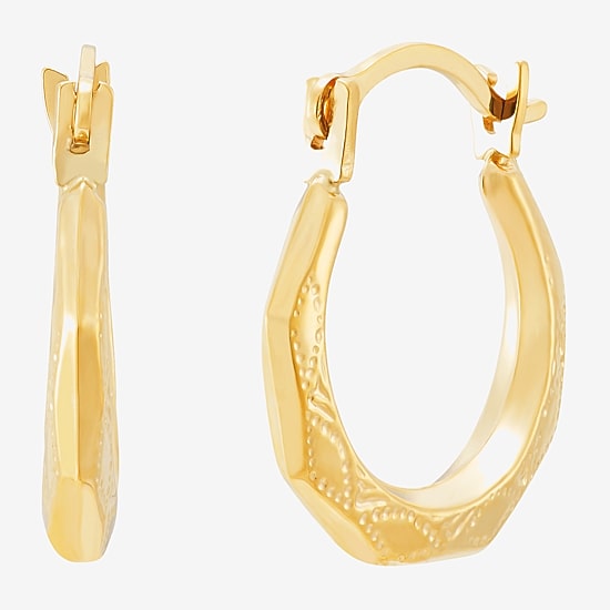 Womens 14K Gold 11.5mm Round Hoop Earrings
