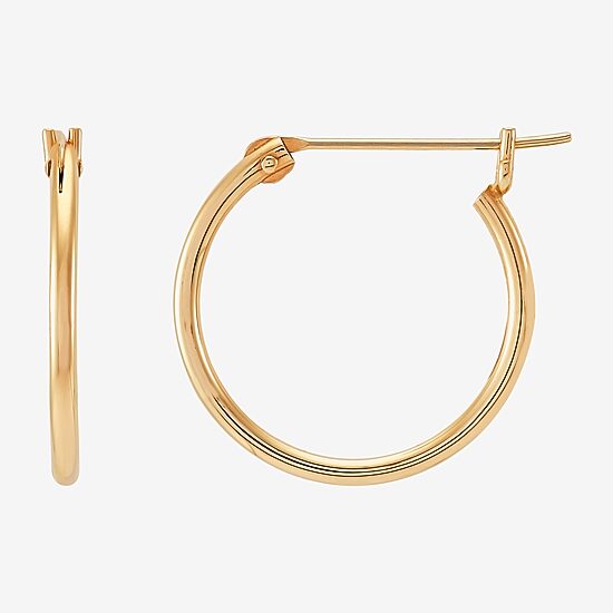 Womens 14K Gold 16mm Round Hoop Earrings