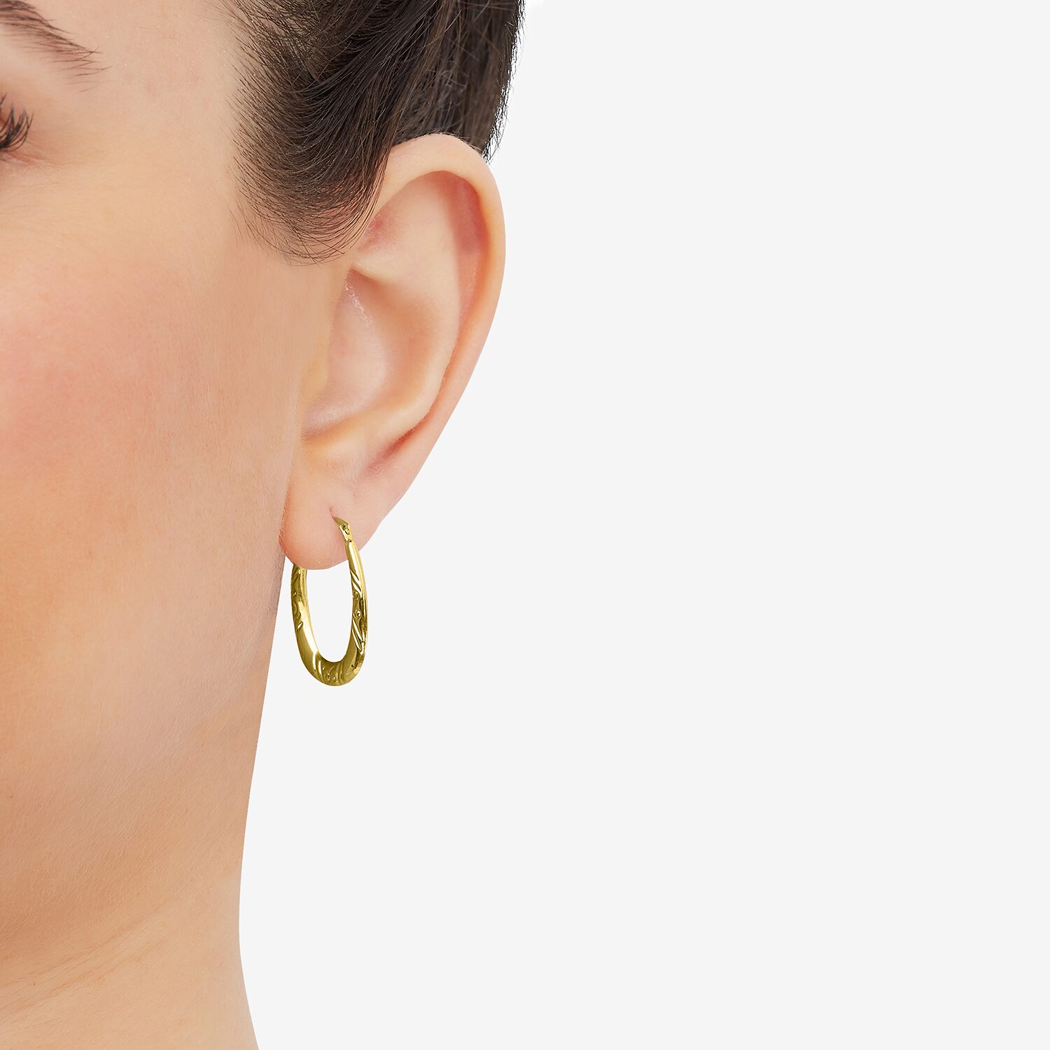 Womens 14K Gold 15.8mm Round Hoop Earrings