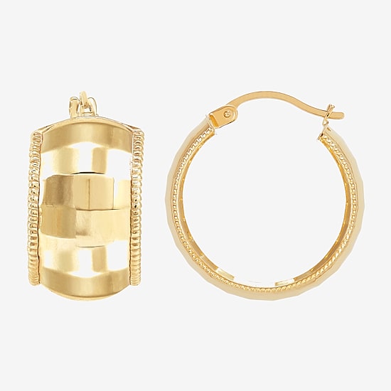 Womens 10K Gold 22mm Round Hoop Earrings