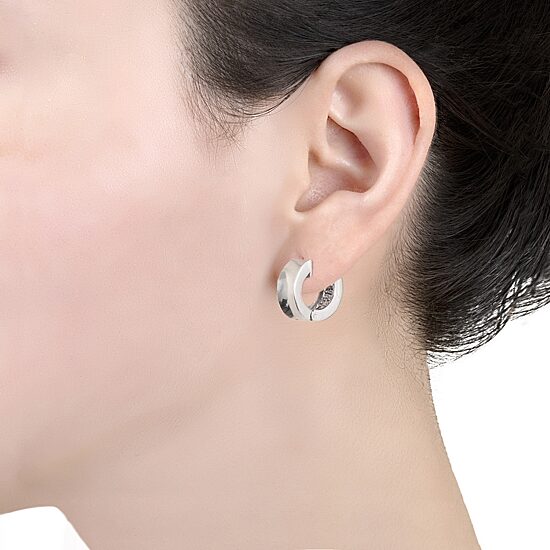 Womens Sterling Silver 16mm Hoop Earrings