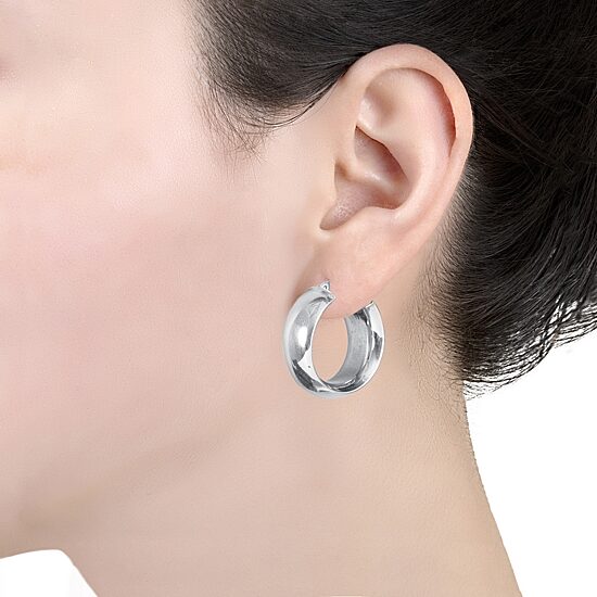 Womens Sterling Silver 26mm Hoop Earrings