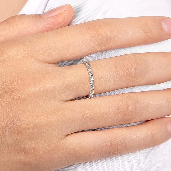 Womens 21.5MM Cubic Zirconia Sterling Silver Band