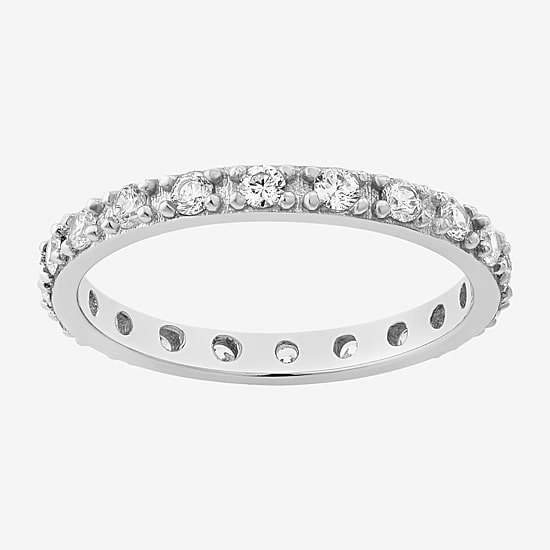 Womens 21.5MM Cubic Zirconia Sterling Silver Band