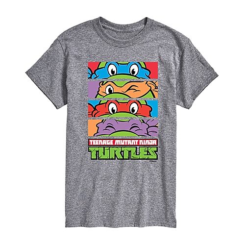 Mens Crew Neck Short Sleeve Classic Fit Teenage Mutant Ninja Turtles Graphic T-Shirt, Large, Gray
