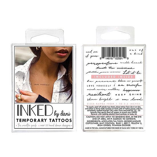 Inked By Dani Mantra Temporary Tattoos