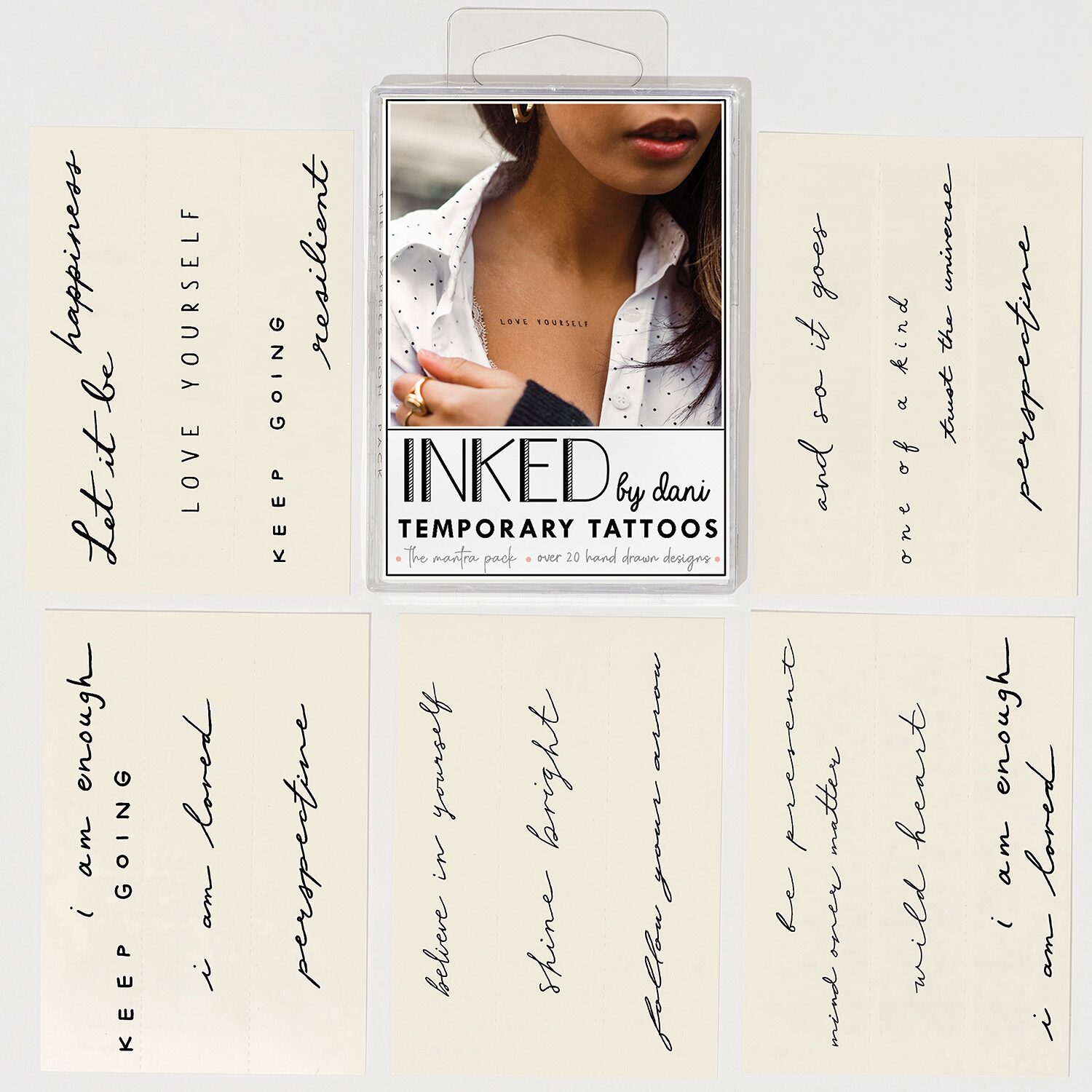 Inked By Dani Mantra Temporary Tattoo Pack