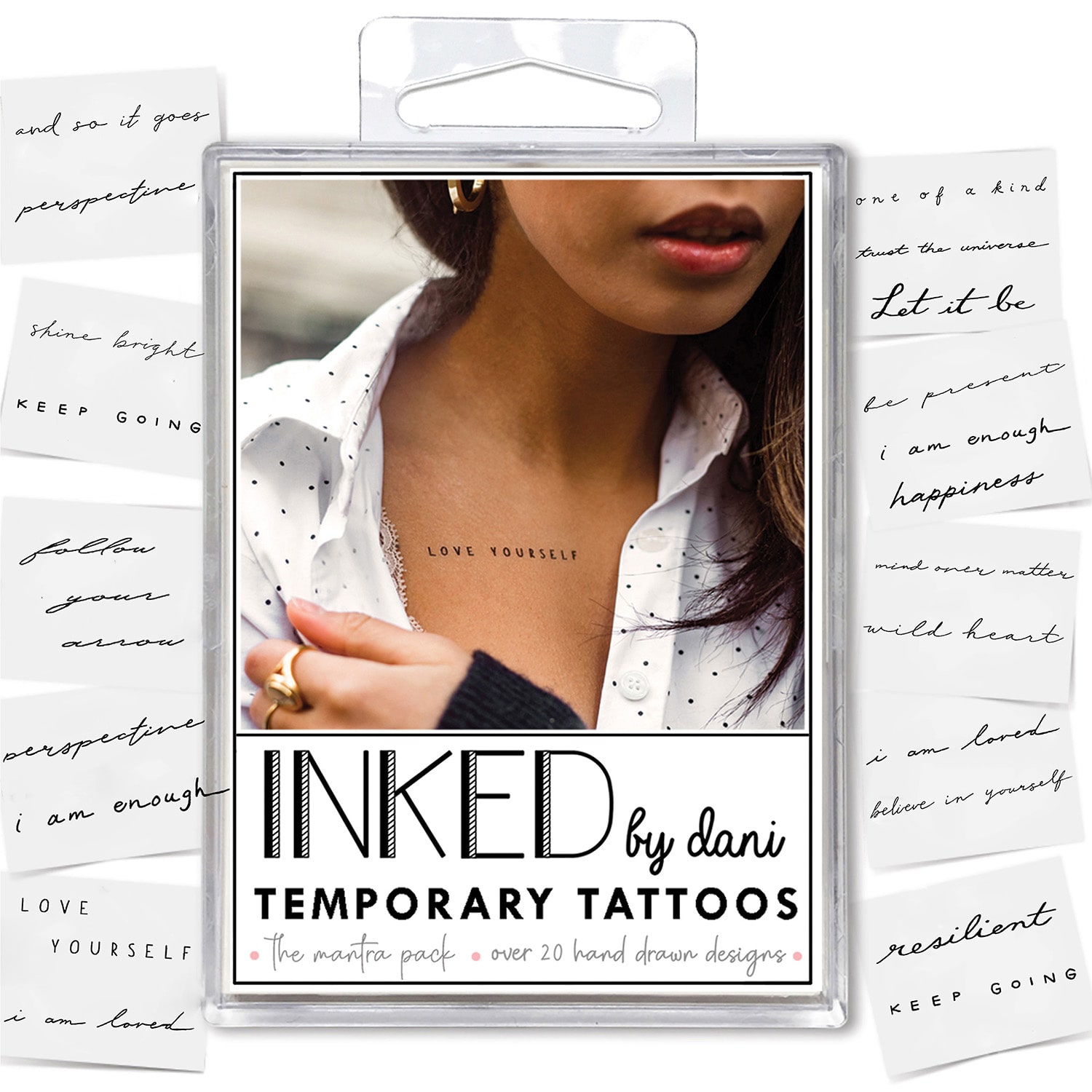 Inked By Dani Mantra Temporary Tattoo Pack