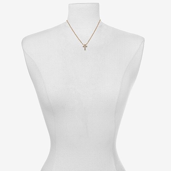 Bijoux Bar Delicates Gold Tone Womens Glass Cross 16 Inch Pendant Necklace