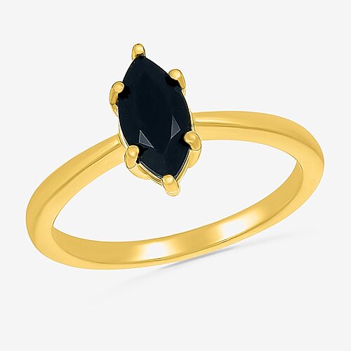 Womens Genuine Black Onyx 10K Gold Sterling Silver Marquise Cocktail Ring, 5 1/2