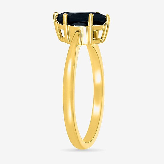 Womens Genuine Black Onyx 10K Gold Sterling Silver Marquise Cocktail Ring