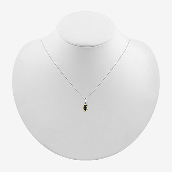 Womens Genuine Black Onyx 10K Gold Sterling Silver 18 Inch Pendant Necklace