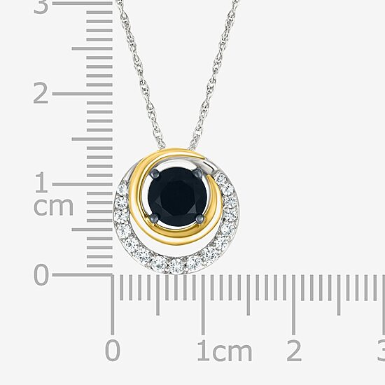 Womens Genuine Black Onyx 10K Gold Sterling Silver Round 18 Inch Pendant Necklace