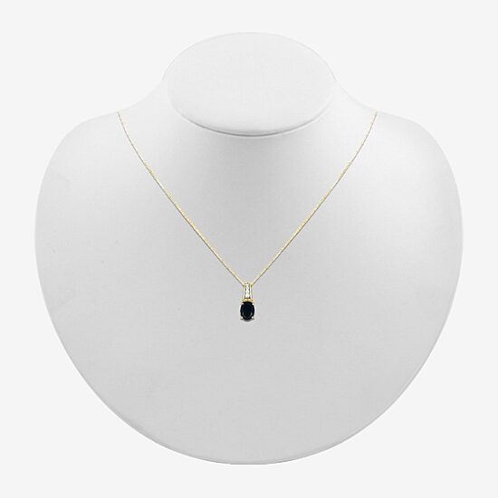 Womens Genuine Black Onyx 10K Gold Sterling Silver Oval 18 Inch Pendant Necklace