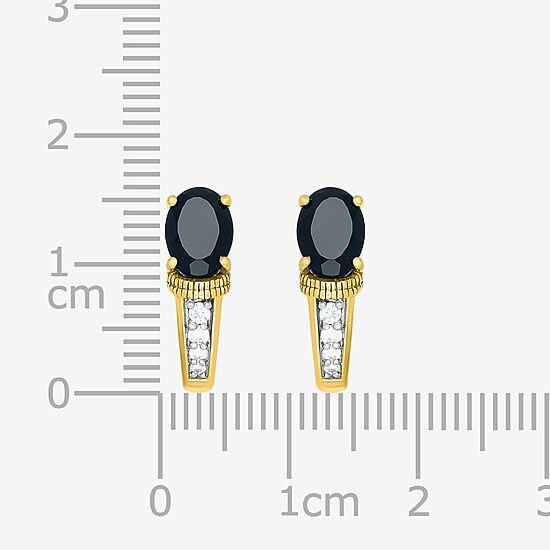 Womens Genuine Black Onyx 10K Gold Sterling Silver 16mm Oval Hoop Earrings