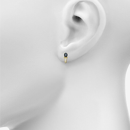 Womens Genuine Black Onyx 10K Gold Sterling Silver 16mm Oval Hoop Earrings