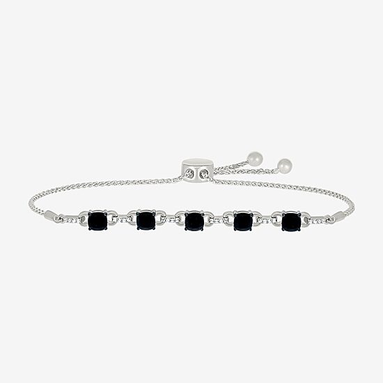 Womens Genuine Black Onyx 10K Gold Sterling Silver Cushion Bolo Bracelet