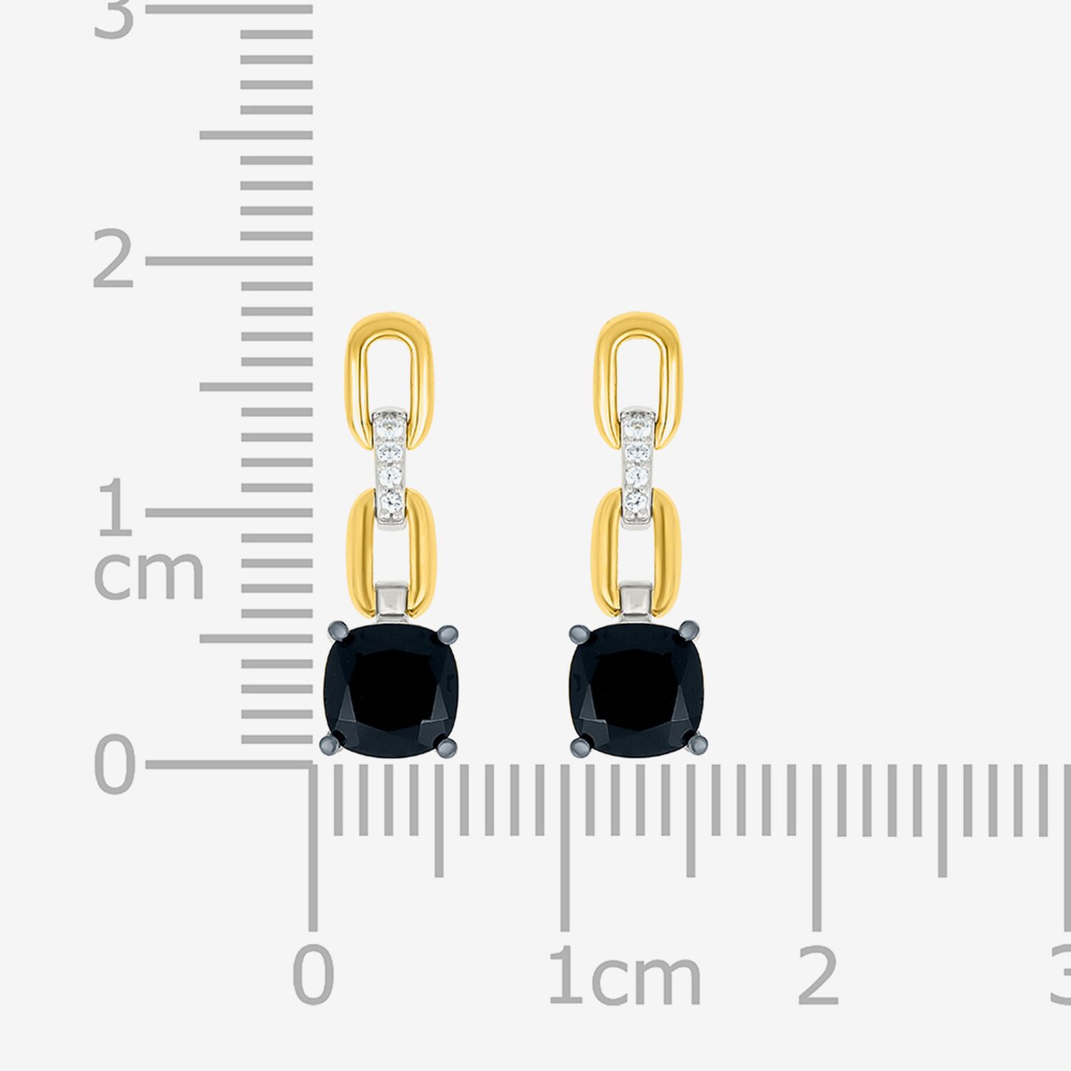 Womens Genuine Black Onyx 10K Gold Sterling Silver Cushion Drop Earrings