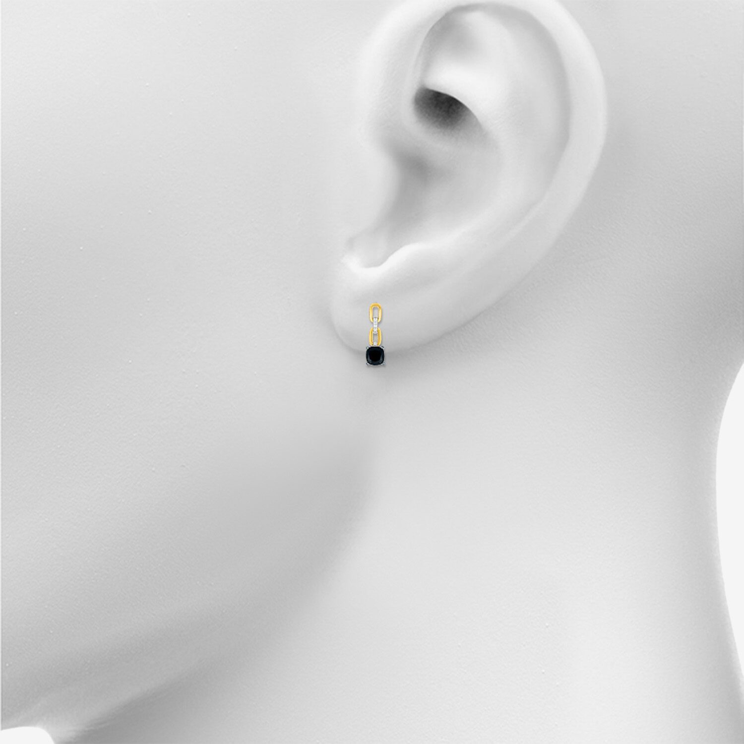 Womens Genuine Black Onyx 10K Gold Sterling Silver Cushion Drop Earrings