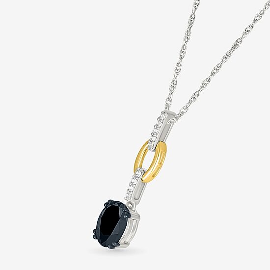Womens Genuine Black Onyx 10K Gold Sterling Silver Oval 18 Inch Pendant Necklace