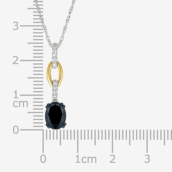 Womens Genuine Black Onyx 10K Gold Sterling Silver Oval 18 Inch Pendant Necklace