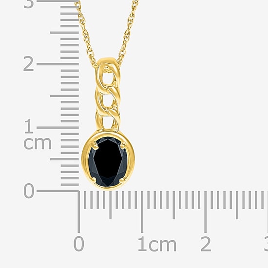 Womens Genuine Black Onyx 10K Gold Sterling Silver Oval 18 Inch Pendant Necklace