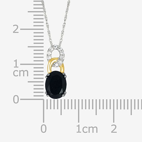 Womens Genuine Black Onyx 10K Gold Sterling Silver Oval 18 Inch Pendant Necklace