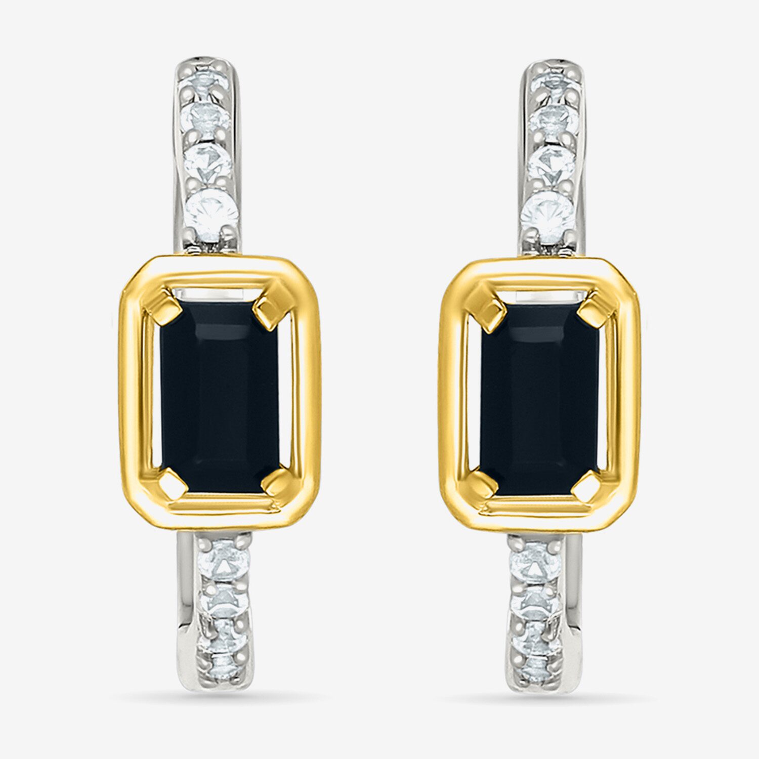Womens Genuine Black Onyx 10K Gold Sterling Silver 18mm Hoop Earrings