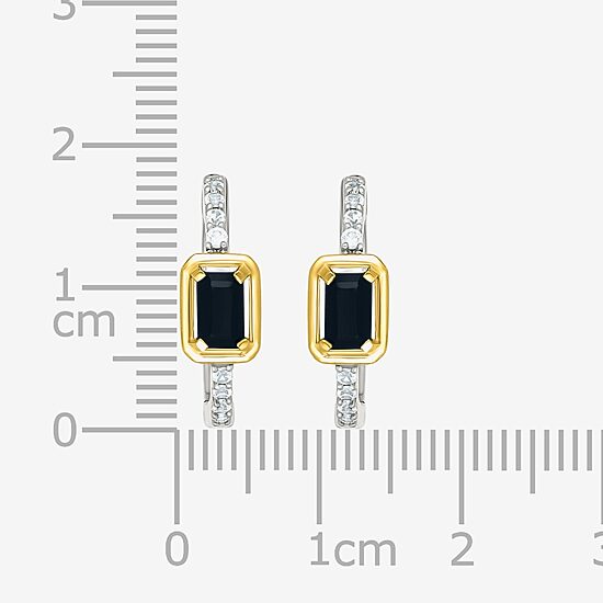 Womens Genuine Black Onyx 10K Gold Sterling Silver 18mm Hoop Earrings