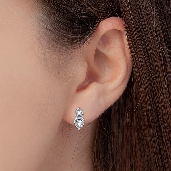 Ever Star (G / SI1-SI2) 1/8 CT.T.W. Lab-Grown Diamond Sterling SIlver 8.4mm Stud Earrings