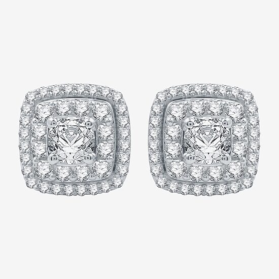 Ever Star (H-I / I1) 1 1/2 CT. T.W. Lab Grown White Diamond 10K White Gold 10.9mm Cushion Stud Earrings