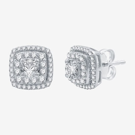 Ever Star (H-I / I1) 1 1/2 CT. T.W. Lab Grown White Diamond 10K White Gold 10.9mm Cushion Stud Earrings