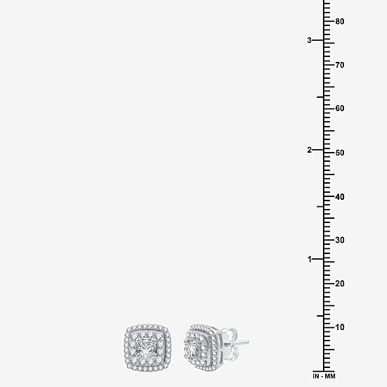 Ever Star (H-I / I1) 1 1/2 CT. T.W. Lab Grown White Diamond 10K White Gold 10.9mm Cushion Stud Earrings