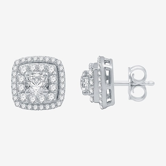 Ever Star (H-I / I1) 1 1/2 CT. T.W. Lab Grown White Diamond 10K White Gold 10.9mm Cushion Stud Earrings