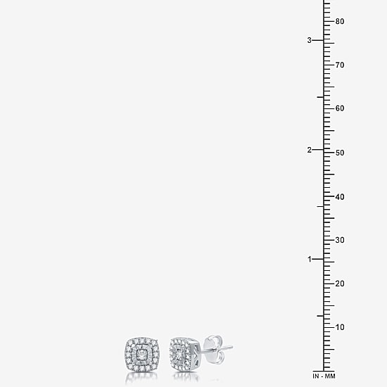 (H-I / I1) 1/4 CT. T.W. Lab Grown White Diamond Sterling Silver 7.4mm Cushion Stud Earrings