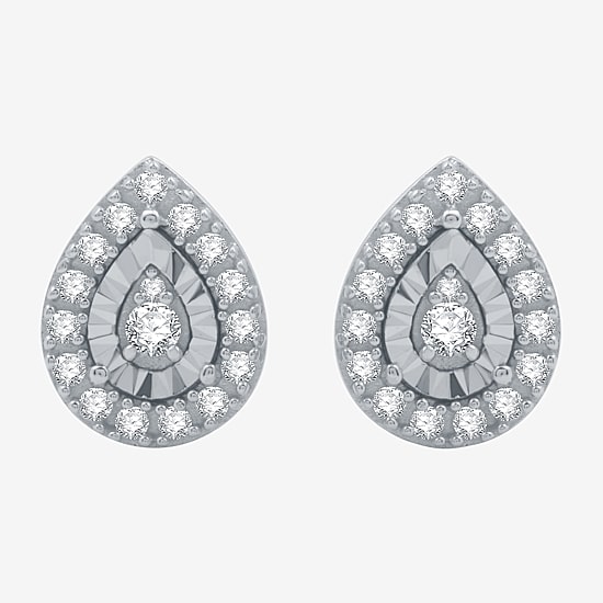 (H-I / I1) 1/4 CT. T.W. Lab Grown White Diamond Sterling Silver 10mm Pear Stud Earrings