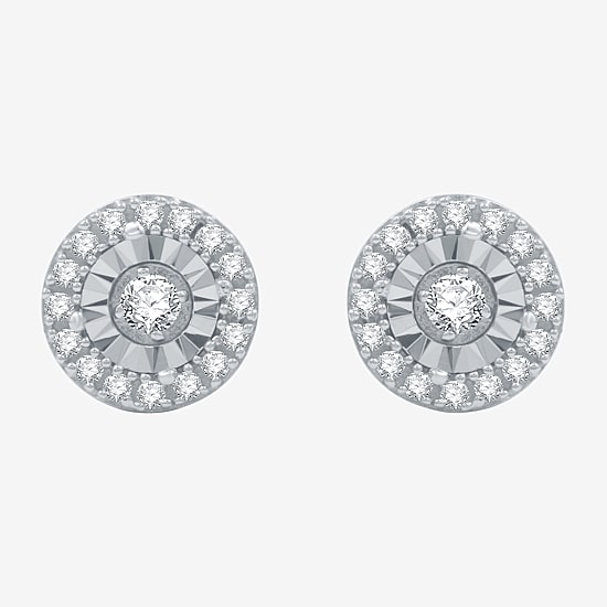 (H-I / I1) 1/4 CT. T.W. Lab Grown White Diamond Sterling Silver 8mm Round Stud Earrings