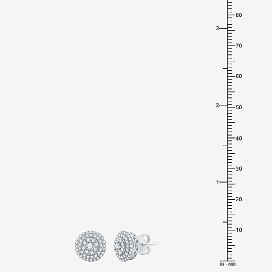 3/4 CT. T.W. Natural White Diamond Sterling Silver 10.1mm Round Stud Earrings