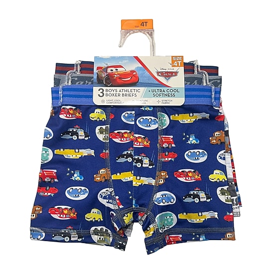 Toddler Boys Cars 3 Pack Boxer Briefs Tabp6555
