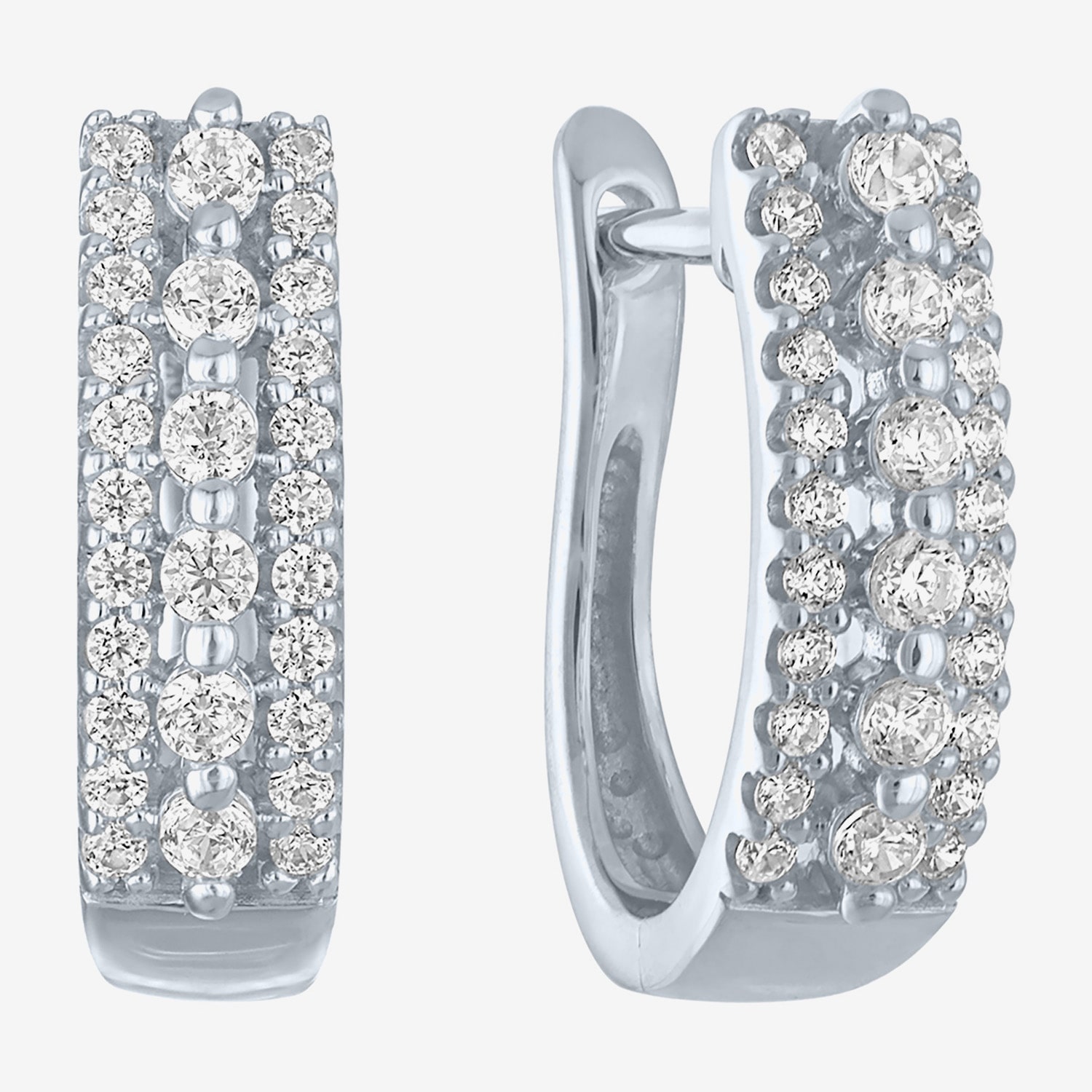 (I1-I2/G-H) Womens 1/3 CT. T.W. Lab Grown White Diamond 10K Gold 14mm Hoop Earrings