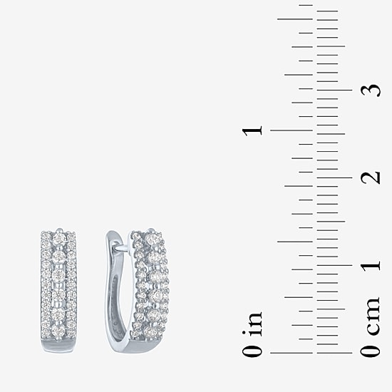 (I1-I2/G-H) Womens 1/3 CT. T.W. Lab Grown White Diamond 10K Gold 14mm Hoop Earrings