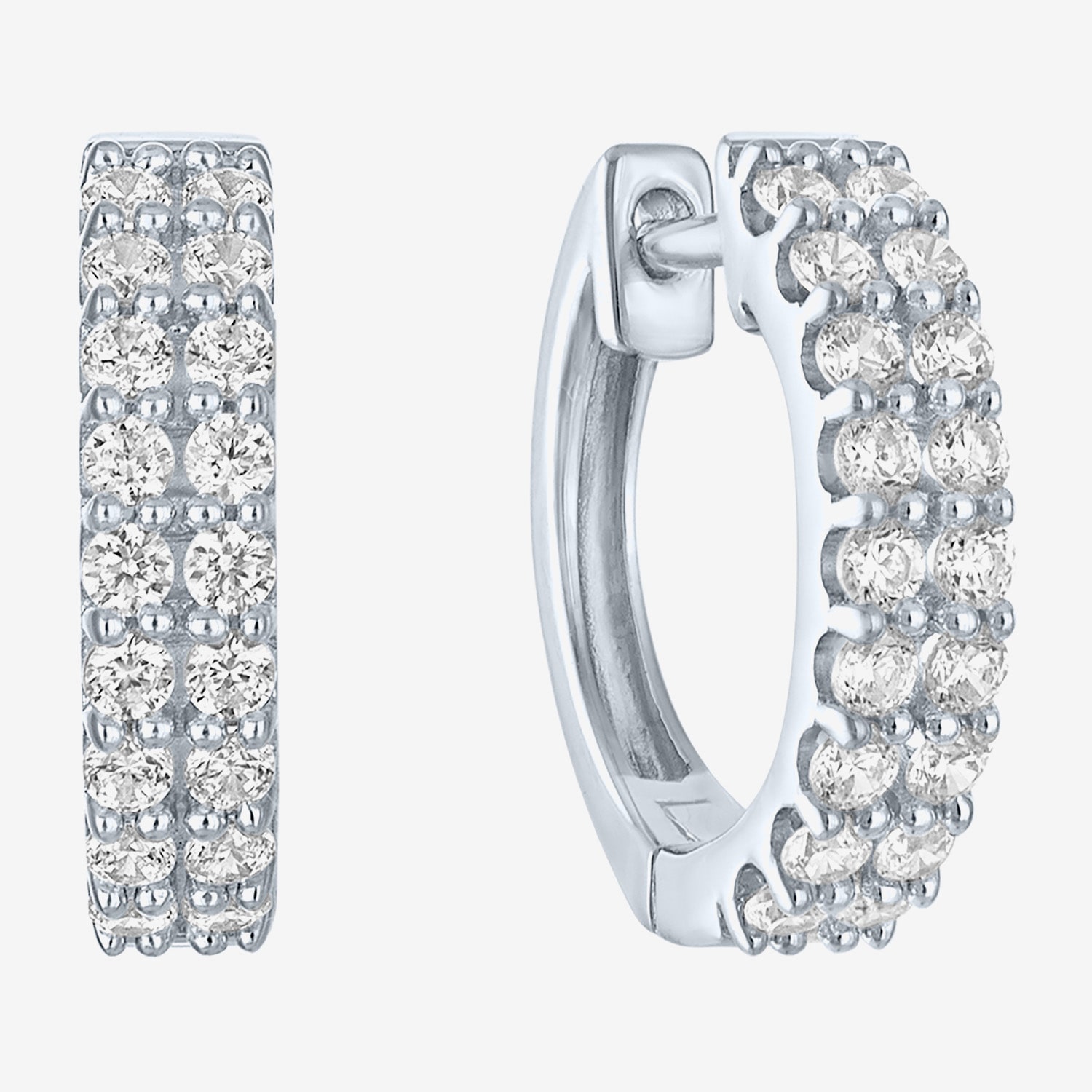 (G-H / I1-I2) Womens 1/2 CT. T.W. Lab Grown White Diamond 10K Gold 13.6mm Hoop Earrings