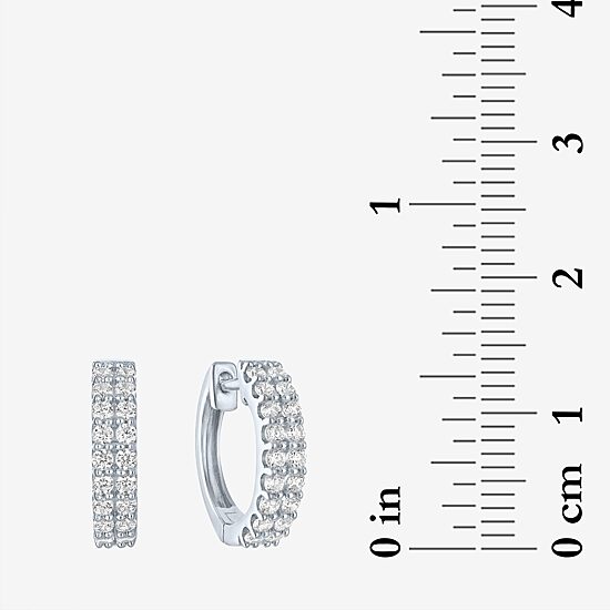 (G-H / I1-I2) Womens 1/2 CT. T.W. Lab Grown White Diamond 10K Gold 13.6mm Hoop Earrings