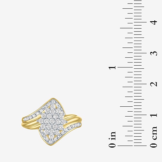 (I1-I2/ G-H) Womens 1/2 CT. T.W. Lab Grown White Diamond 10K Gold Marquise Cluster Cocktail Ring