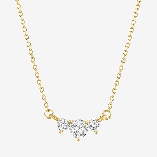 (Si2-I1/G-H) Womens 1/3 CT. T.W. Lab Grown White Diamond 10K Gold Round 18 Inch Pendant Necklace